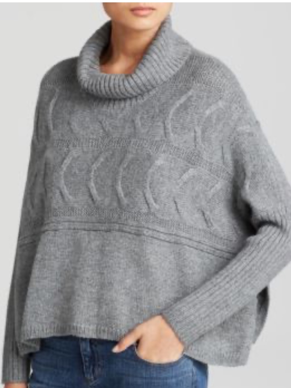 Eileen Fisher Grey Cable Turtleneck Sweater s